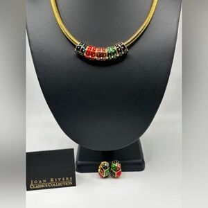 Joan Rivers Gold Necklace Set with Clip on Earrings